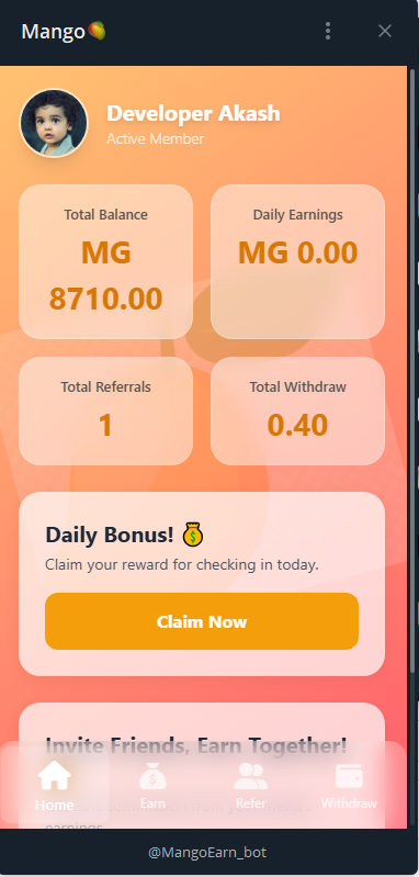 Mango  Mining Telegram Mini App Source Code